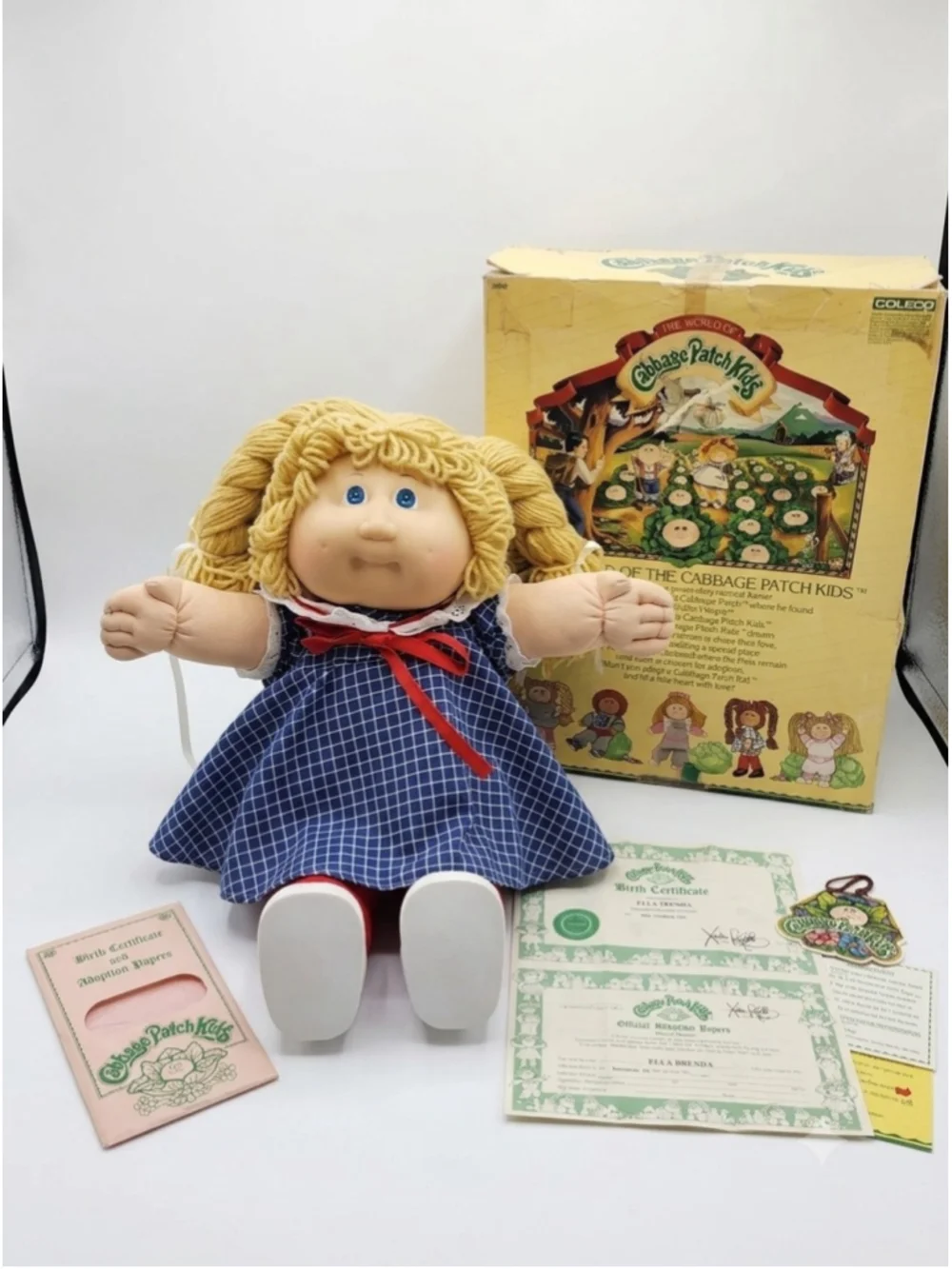 Vtg 1983 Cabbage Patch Kids Doll Ella Brenda HM #2 KT Factory Coleco Box Papers